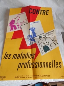 Vintage poster french workplace safety 1955 140B Professional illnesses Ansieau - Picture 1 of 4
