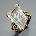 Vintage 10 Ct Natural Green Amethyst Ring 925 Sterling Silver Size 9 /R346281