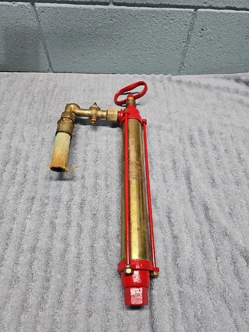 Vintage Brass And Red Reliance Hand Gas Pump Working Cover