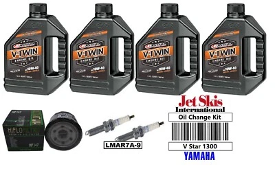 Kit de afinación de cambio de aceite Yamaha V Star 1300 20W50 4 cuartos bujías filtro de aceite Foto 1 de 4