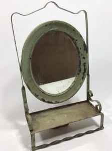 Vintage Antique Wall Mount Shave Vanity Mirror Mens Grooming Farmhouse Prop Art - Picture 1 of 12