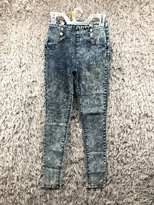 Jeans Crave Fame Talla 3 Juniors Tiro Alto Azul Lavado Ácido Denim Ajustado Foto 1 de 4