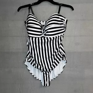 NWT - Nine West Swimsuit XXL 2XL Navy/White Sliming Style Padded Cups One Piece - Picture 1 of 6