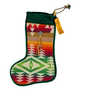 Navajo Spirit Wolldecke Southwest 19" Weihnachtsstrumpf Concho Glocken Leder - Bild 1 von 8