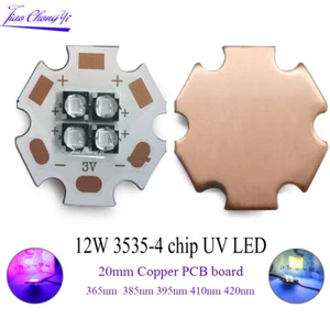 12W 3535 4 chip Ultra Violet UV light 365nm 380nm 395nm 410 with 20mm Copper PCB - Picture 1 of 8