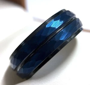 BlueTungsten Ring, Blue Wedding Bands, Mens Wedding Bands, Men Engagement Ring  - Picture 1 of 1