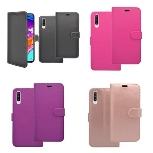 Funda billetera abatible de cuero PU con soporte para tarjetas para Samsung Galaxy A70 2019 - Imagen 1 de 18
