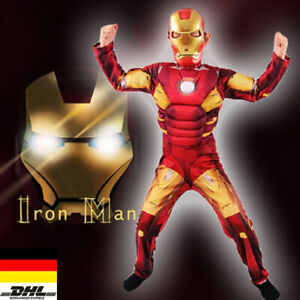 DHL Kinder Jungen Deluxe Iron Man Avengers Kostüm Superheld Cosplay Bodysuit S-L