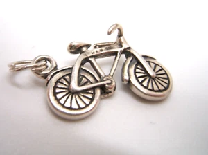 VINTAGE STERLING SILVER CHARM 3-D BICYCLE BY H & H - Picture 1 of 3