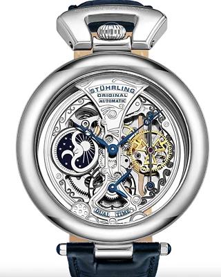 Stuhrling 127A *RARO* Relógio Masculino Automático Imperador Grandeur Tempo Duplo Novo - Imagem 1 de 4