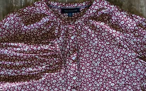 NUOVO Tommy Hilfiger XL blusa floreale con bottoni rosso bianco leggero fluido donna - Foto 1 di 10
