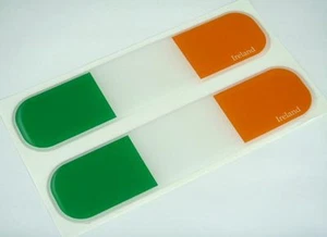 Ireland, Irish Flag Domed Decal Emblem Car Flexible Sticker 5" Set of 2 - Imagen 1 de 2
