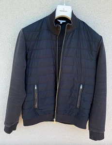 REISS Felix Hybrid Jacket Mens SMALL Navy Blue Full Zip Puffer Bomber TOP - Picture 1 of 14