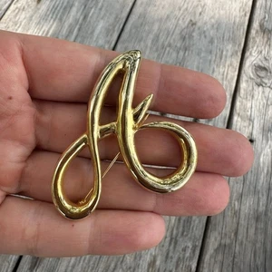 Vintage Jewelry Gold Tone Initial A Letter A brooch Fancy A brooch - Picture 1 of 2