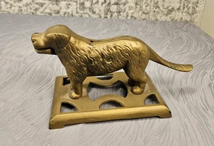 Vintage Bronze Messing Bernhardiner Hund mechanischer Hund Nussknacker auf Sockel - Bild 1 von 6