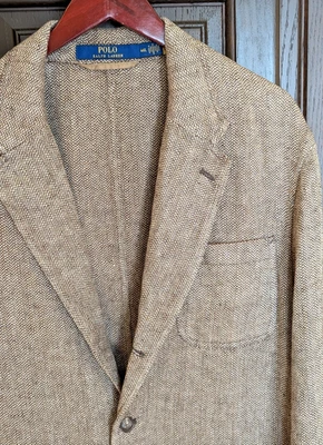 Abrigo deportivo POLO Ralph Lauren etiqueta azul 100 % lino espiga 46 L se adapta a 48 nuevo sin etiquetas Foto 1 de 4