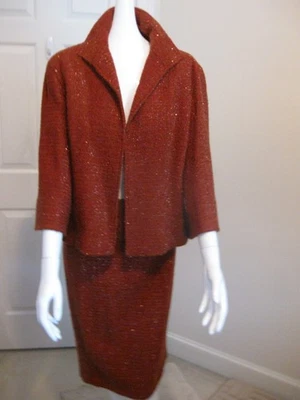 Lafayette 148 NY 3/4 Manga Mezcla Lana Óxido Falda Traje Chaqueta 14 Falda 10 Foto 1 de 4