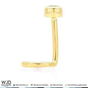 Juego de bisel de oro de 14K anillo de tornillo torcido para nariz con acento de gema - Imagen 1 de 4