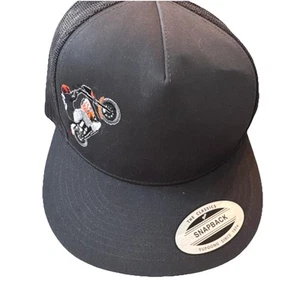 Sombrero YUPOONG Malla Billete Plano Talla Única Negro Snapback MC Motor Cross Motocicleta - Imagen 1 de 5