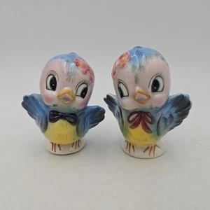 Pair of Vintage Geo Lefton Blue Birds Anthropomorphic Salt & Pepper Shakers - Picture 1 of 22