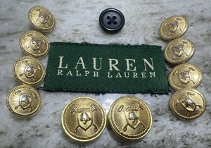 Ralph Lauren Replacement Buttons Gold Tone Metal Set of 10 + 1 (Plastic) - Picture 1 of 9