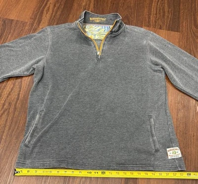 Margaritaville Long Sleeve 1/4 Zip Stand Up Pullover Mens Size L Gray Pockets - Image 1 of 4