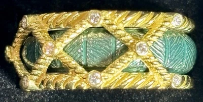 Hidalgo 18k Two Tone Gold VS Diamond + Enamel Band Ring Size 5.5 - Image 1 of 3
