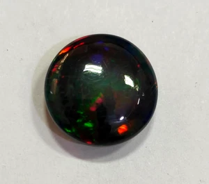 Australian Natural Fire Black Opal Round Shape Cabochon Loose Gemstone 5.05 Ct - Picture 1 of 10