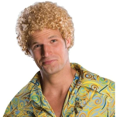 Peluca afro rubia adulta con rizos apretados - perfecta para Halloween y fiestas retro Foto 1 de 2