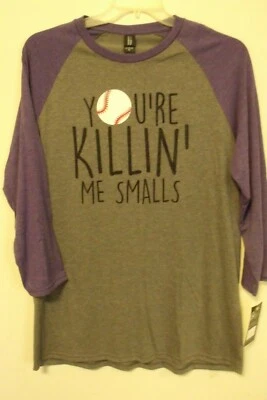Camiseta de béisbol para hombre gris púrpura talla XL Your Killin Me Smalls District nueva Foto 1 de 3