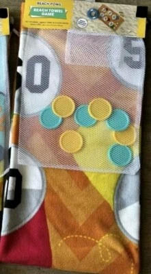 全新 沙滩毛巾 游戏 沙滩乒乓球 30x54" 8 游戏 Pcs 带存储托特包 亮色 — 第 1/4 张图片