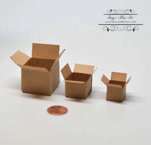 1:12 Dollhouse Miniature Brown Packing Boxs Set HRM 56015 - Picture 1 of 3