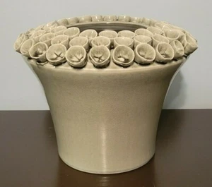 Beautiful Glazed Gray Ceramic Applied Floral Motif Decorative Vase Decor (NWOT) - Picture 1 of 7