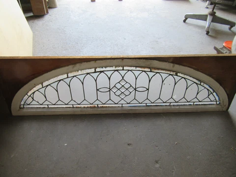 ~ ANTIQUE STAINED GLASS TRANSOM WINDOW BEVELS ~ 64 x 18 ~ ARCHITECTURAL SALVAGE Cover
