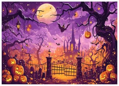 7x5FT Halloween Photography Backdrop Trunk or Treat FW50 Photo Decoration - Image 1 of 4