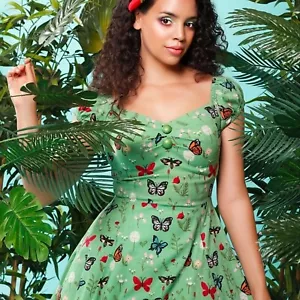 Collectif vintage dress butterfly 50s sweetheart dress xxs size 6 - Bild 1 von 6
