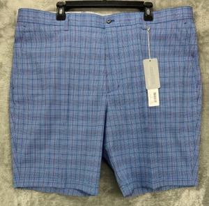 NWT Cutter & Buck DryTec Shorts Size 42 Blue Plaid Performance Stretch Pockets - Picture 1 of 10
