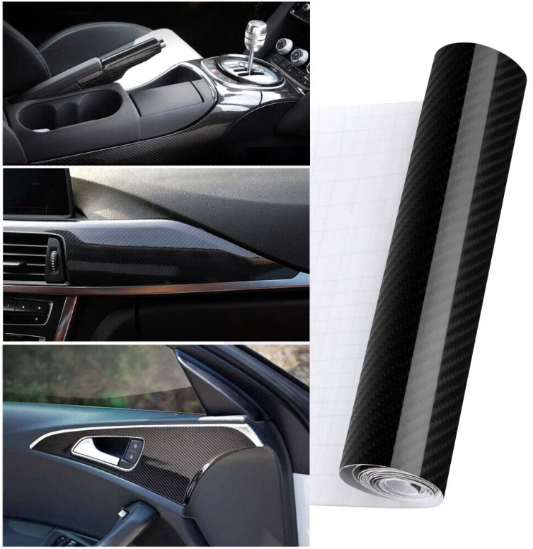 6D Carbon Folie Blasenfrei Autofolie 30 x300cm Glanz Schwarz KFZ Klebe Folie - Bild 1 von 1