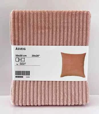 ***** NUEVA Funda Cojín Almohada Ikea ASVEIG 20" X 20" Pana Terciopelo Algodón Rosa Foto 1 de 4