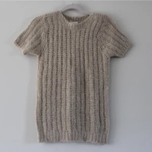 NWT Bonpoint Girls Short Sleeve Tunic Pullover Sweater Cream 12 - Picture 1 of 7