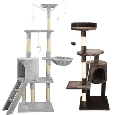 KratzbaumStabiler Katzenbaum Kletterbaum mit Katzenhöhle Kratzbrett Plüsch Sisal - Bild 1 von 4
