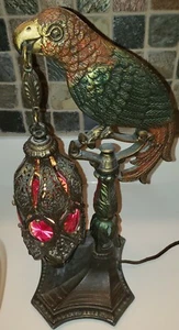 Antique Art Deco Cast Metal Parrot Table Lamp. Nice..  Newly period wiring. Nice - Picture 1 of 18