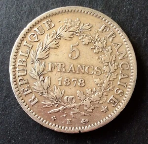 France - Rare et Pretty 5 Francs 1878 K - Hercules Type (2) - Picture 1 of 2