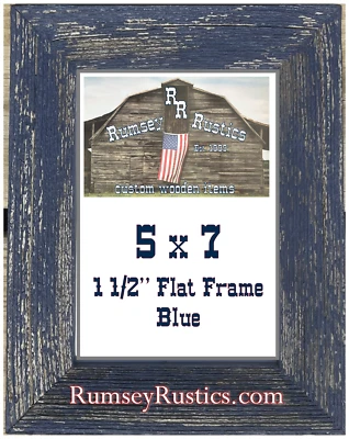 Marco de fotos de granero primitivo rústico madera de granero lavado rojo 5x7" blanco azul verde Foto 1 de 4