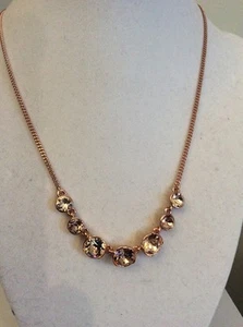 $58 Givenchy Joplin Rose Tone Swarovski Crystal Frontal Necklace  # 113c GN - Picture 1 of 4