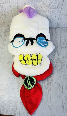 Vintage Goosebumps Curly The Skeleton Plush Puffy Pillow RL Stine 1996 Cover