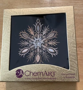 ChemArt 2012 Ornament - Shimmering Snowflake Rose Gold Silver Rhinestone 40335 - Picture 1 of 13