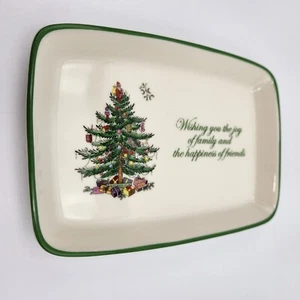 Spode Christmas Tree Rectangular Sentiment Tray 7 x 5 Inch New Open Box - Picture 1 of 14