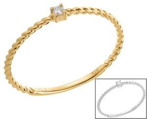 Damenring 375 Gold / Weißgold Ring Diamant 0,02 ct Brillant Vorsteckring gedreht - Bild 1 von 5