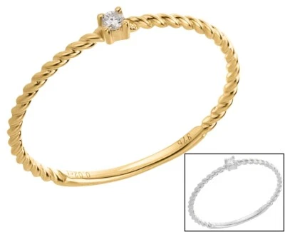 Damenring 375 Gold / Weißgold Ring Diamant 0,02 ct Brillant Vorsteckring gedreht - Bild 1 von 3